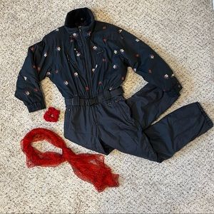 Obermeyer Vintage Black Flower Onesie Snow Suit
